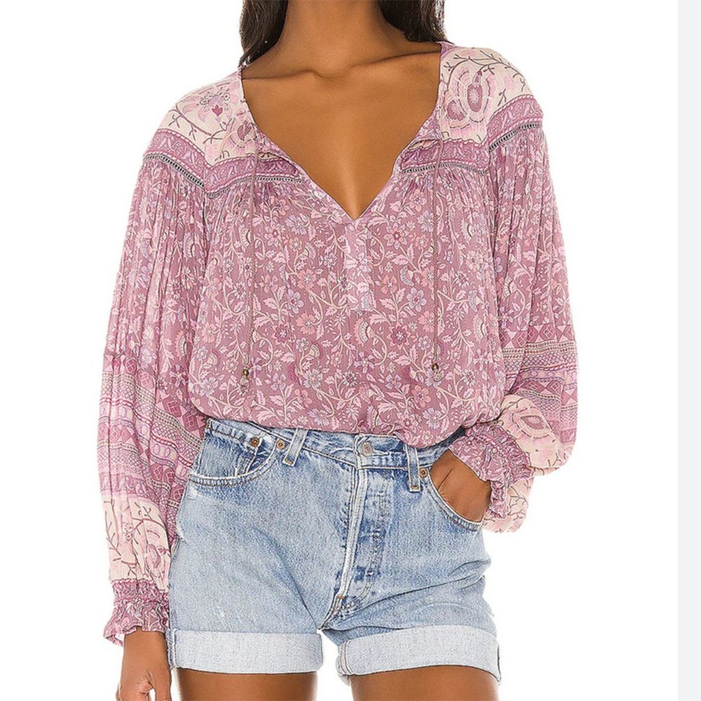 Spell and The Gypcy Collective Dahlia Mulberry Blouse size M